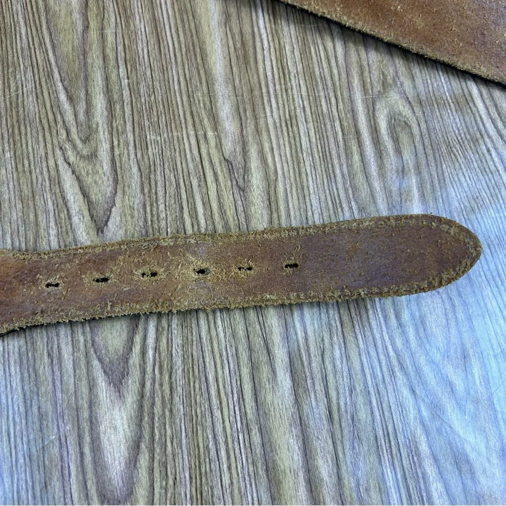 Vintage Deerslayer Hand Tooled Leather Belt Woodland Scene Made in USA - Size 56